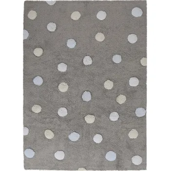 Přírodní koberec, ručně tkaný Tricolor Polka Dots Grey-Blue - doprava zdarma