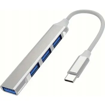 USB hub Hub Adapter rozbočovač počítač notebook telefon USB typ C / 4 x USB stříbrný
