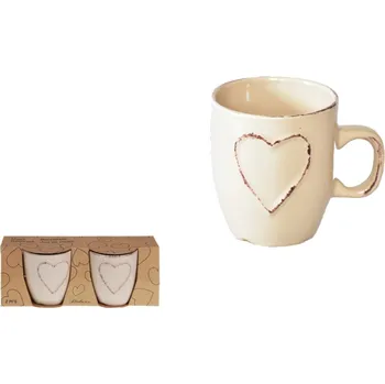 Hrnek Srdce sada 2ks, hnědý