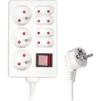 Prodlužovací kabel Retlux RPC 37 Prodlužovací kabel s vypínačem, 4+3 zásuvky, 3 m, bílá