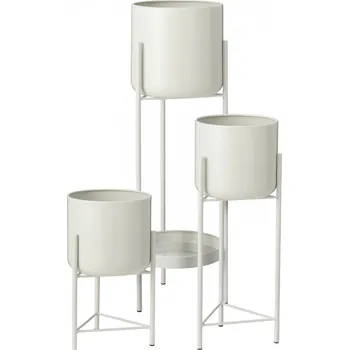 Květináč Sada 3 spojených stojanů na květiny - bílý lesklý povrch (30,45 a 60 cm)