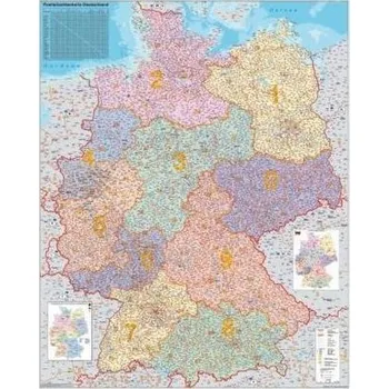 Stiefel Wandkarte Großformat Deutschland, PLZ-Karte, ohne Metallstäbe