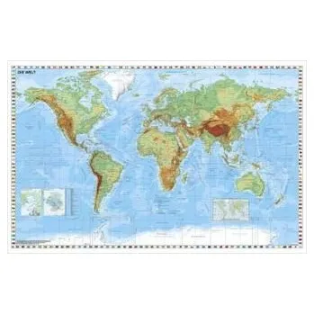 Stiefel Wandkarte Kleinformat Weltkarte, physisch, ohne Metallstäbe