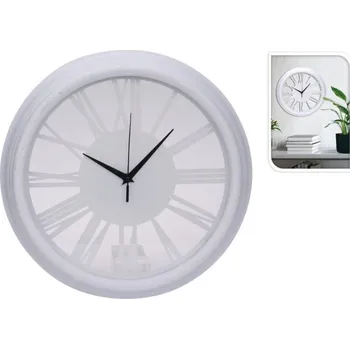 Hodiny Nástěnné bílé hodiny s krycím sklem – Ø 35,7 cm