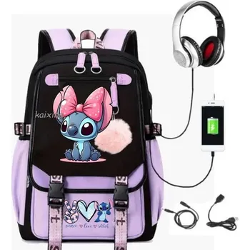 Batoh s USB portem s motivem Lilo a Stitch - 12