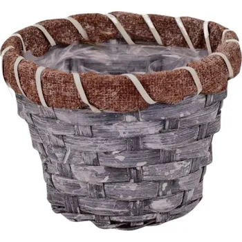 proutěný koš šedý 14x10 cm