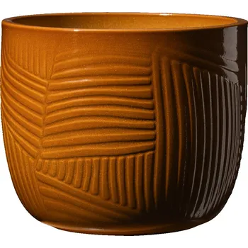 Květináč Keramický květináč Leon, karamel, 20 x 17 cm