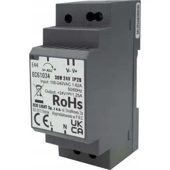 spínaný zdroj NAPÁJECÍ ZDROJ NA DIN LIŠTU 30W 24V TRANSFORMÁTOR PRO DOMÁCÍ TELEFONY, LED PÁSKY IP20