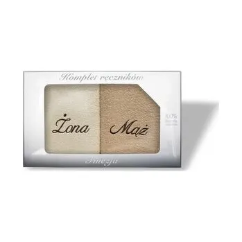 Sprchový závěs RĘCZNIK KPL.FINEZJA 2 SZT/2x70X140/ FROTTE HAFT"ŻONA I MĄŻ" KREM/BEŻ