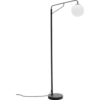Stojací lampa Bílá/černá stojací lampa se skleněným stínidlem (výška 164 cm) Eilo – Kave Home ID_1827396
