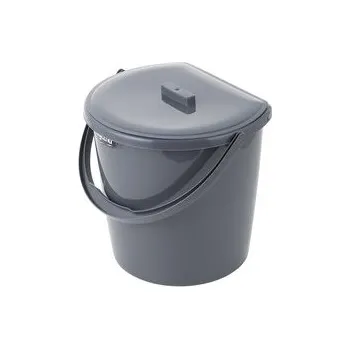 Podlahový mycí stroj NÁSTĚNNÉ PLASTOVÉ VĚDRO S VÍKEM 11L TMAVĚ ŠEDÉ -BEN