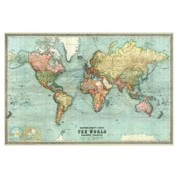 Plakát Plakát, Obraz - Map Bartholomew's Chart of the World, 91.5 × 61 cm