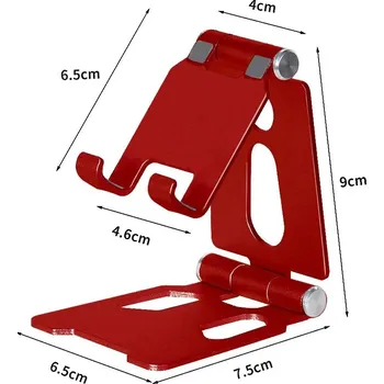 Držák mobilu na stůl z hliníkové slitiny | stolní stojan telefonu | univerzální stojan na mobil - červená