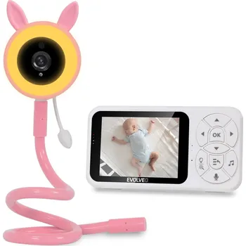 chůvička EVOLVEO Baby Monitor N35 – dětská chůvička s kamerou, VOX, teploměr, noční vidění, RGB světlo Růžová