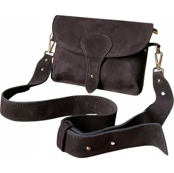 Kabelka Z semišové kůže kabelka Instagramka XL hit LUKA tmavě hnědá