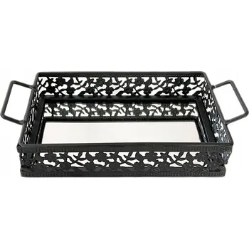 MINI ZRCADLOVÝ PODNOS S PROLAMOVANÝM VZOREM GLAMOUR 18x10 cm