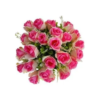 umělá květina Růže kytice 24 květů, tm. růžová AB025 tm. růžová
