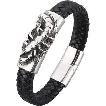 Náramek Predator Q1 PD1031-2 Kožený náramek 23 cm štír černý