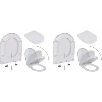 WC sedátko WC sedátko bílé, s pomalým sklápěním, rychloupínací, 46x36 cm, 2 kusy