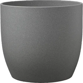 Květináč Keramický květináč Basel matný 19 cm tmavě šedý efekt kámen
