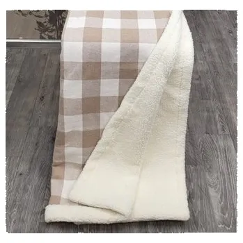 Deka beránek, Skandinávské káro, béžová, 150 x 200 cm