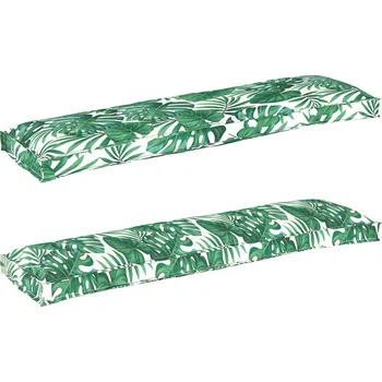 Podsedák vidaXL Sada polštářů na paletu 2 pcs Vzor listů 150 x 40 x 8 cm [42001716]