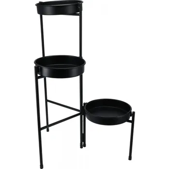 Květináč Kovový skládací stojan na květináče se 3 držáky, černý