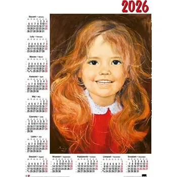Kalendář Kalendarz ścienny jednoplanszowy B1 nr 2 Dziewczynka 2026 darmowa wysyłka od 30szt (poniżej tej ilości wysyłka na koszt klienta) dopuszczalne mieszanie wzorów