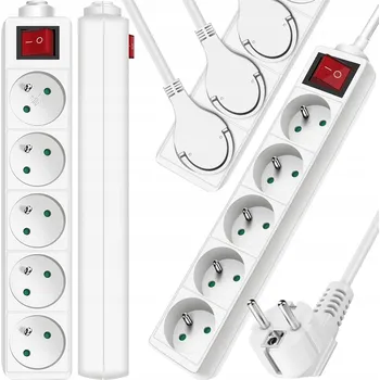 Napájecí kabel Prodlužovací Kabel lištový LTC 1,5 m 5 ks zásuvek, bílý