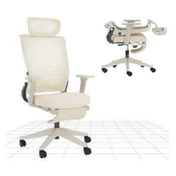 Ergonomická kancelářská židle pro malé prostory s bederní opěrkou, bílá - B FLEXISPOT