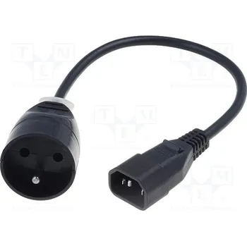 Prodlužovací kabel OEM Napájecí redukce 230V k UPS - 1x IEC C14 na 1x CEE 7/5 (FR / CZ), max.10A, délka 30 cm WN217-3/07/0.3BK-1