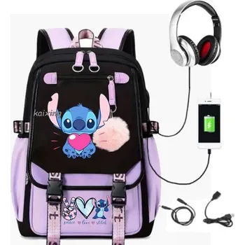 Batoh s USB portem s motivem Lilo a Stitch - 15