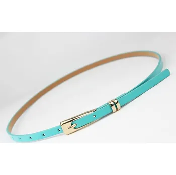 Opasek Tenký dámský opasek z PU kůže - Světle modrá