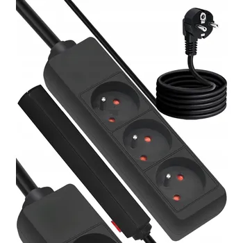 Napájecí kabel Prodlužovací Kabel kabel s lištou LTC 5 m, 3 ks, černý