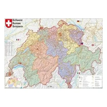 Stiefel Wandkarte Kleinformat Schweiz Postleitzahlen, ohne Metallstäbe