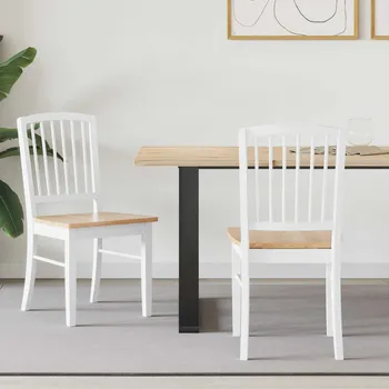Jídelní židle 2 pcs Bílá 50 x 52,5 x 91 cm Masivní gumové dřevo