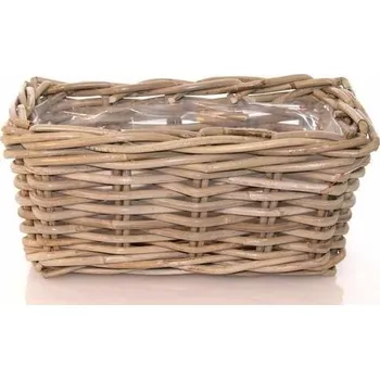 Ratanový koš Kubu s igelitovou výstelkou 28x14 cm, šedohnědý