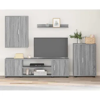 Obývací stěna vidaXL Sestava TV skříněk Nástěnný 4 pcs Šedá Sonoma Kompozitní dřevo [3397901]