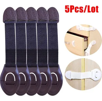 Dětská zábrana Dětská pojistka na skříňku | bezpečnostní zámek na šuplík 5 ks - hnědý 5 ks