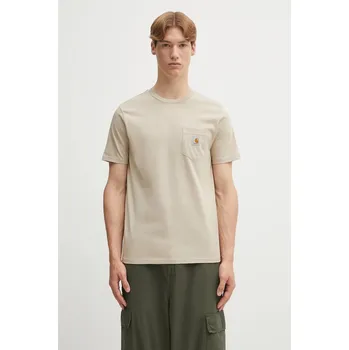 Bavlněné tričko Carhartt WIP S/S Pocket, M, béžová, 80X