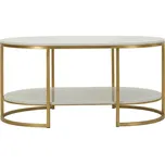 Bílý/ve zlaté barvě konferenční stolek s mramorovou deskou 60x90 cm Izmir – Mauro Ferretti ID_1829312