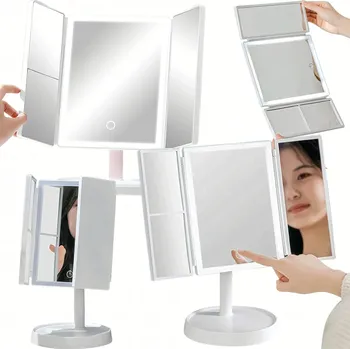 Zrcadlo Kosmetické LED podsvícené zrcátko Rozkládací Zrcadlo pro make-up 3X 2X
