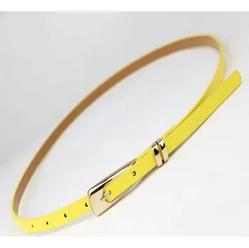 Opasek Tenký dámský opasek z PU kůže - žlutá