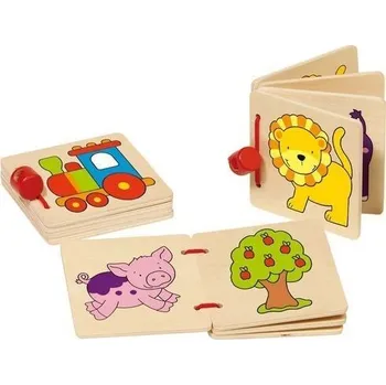 Dřevěná hračka goki Dřevěná OBRÁZKOVÁ KNIHA - 3 motivy motiv: mašinka