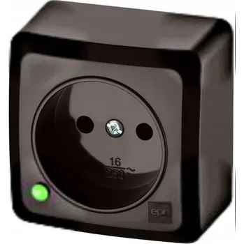 Elektrická zásuvka BERG Jednoduchá zásuvka na omítku 2P 16A hnědá 3740-05