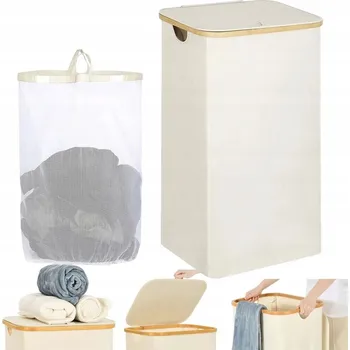 Koš na prádlo 63L ÚZKÝ VELKÝ KOŠ NA PRÁDLO/HRAČKY S VÍKEM + VYJÍMATELNÁ TAŠKA
