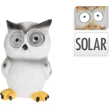 Zahradní dekorace LED solární sova bílá 12,5x9x9 cm
