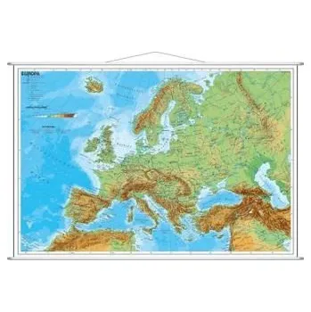 Stiefel Wandkarte Miniformat Europa, physisch, mit Metallstäben