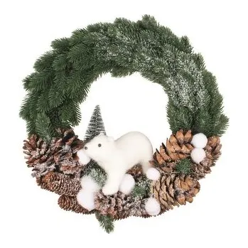 Věnec s ledním medvědem ø 40 x 12 cm + dekorace