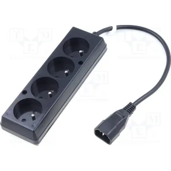 Prodlužovací kabel OEM Napájecí redukce 230V k UPS - 1x IEC C14 na 4x CEE 7/5 (FR / CZ), max.10A, délka 30 cm WN217-3/07/0.3BK-4